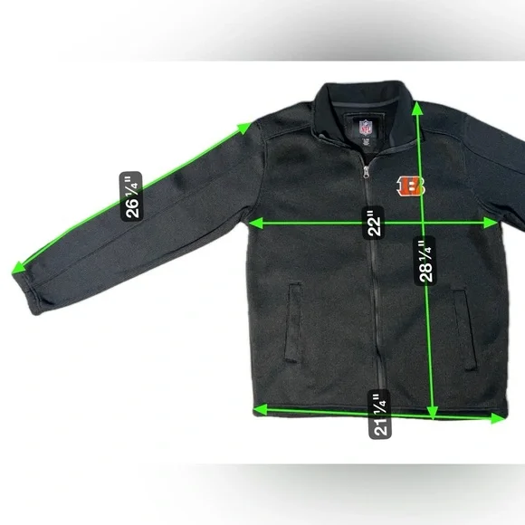 Cincinnati Bengals NFL Jacket Men’s Large Black Full Zip Textured Heavyweight - Picture 3 of 5